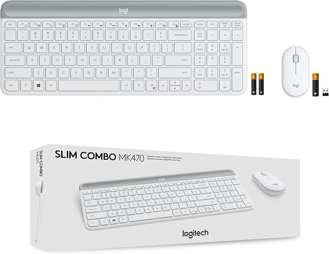 Logitech MK470 Slim Compact Wireless Keyboard and Mouse Combo - Off White | Compact low-profile quiet keyboard with number pad, slim ambidextrous quiet mouse with 3 non-customizable buttons, Windows PC - Image 11
