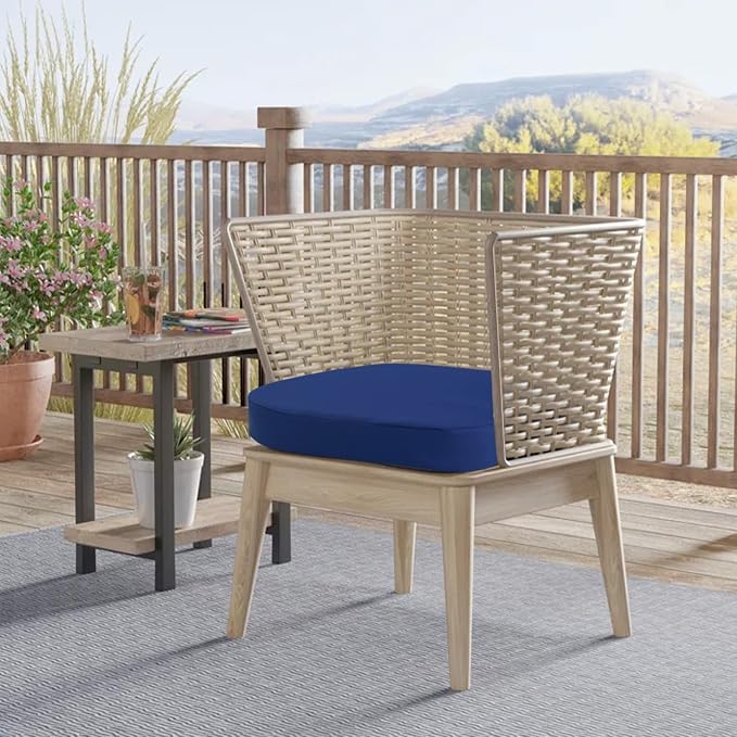 idee-home Outdoor Chair Cushions Set of 4, 19" x 19" D-Shaped | Thick Outdoor Seat Cushions Waterproof Patio Furniture with Ties Dining Pads - Image 6
