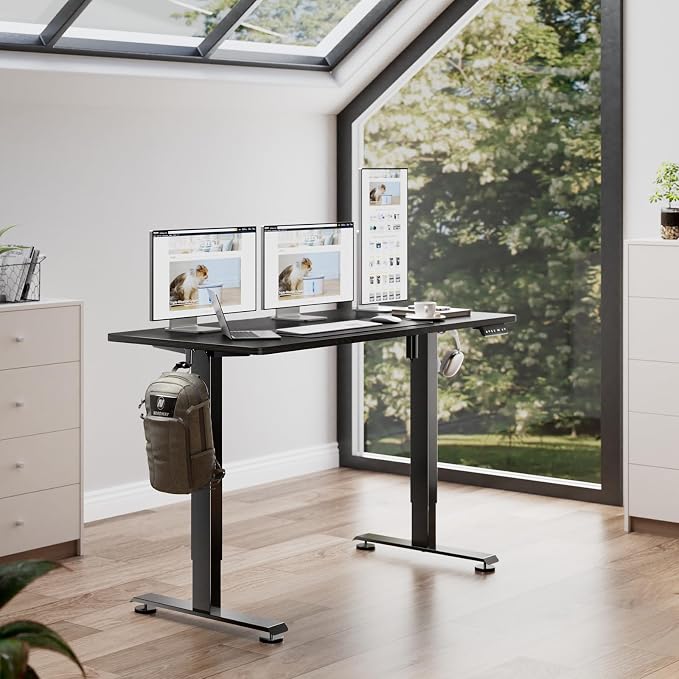 Veken 39.4 Inch Large Electric Standing Desk, Gaming Table, Black | Height Adjustable Sit Stand Up Computer Tables for Home Office, Study , Writing, Suit students, employees and group work - Image 2
