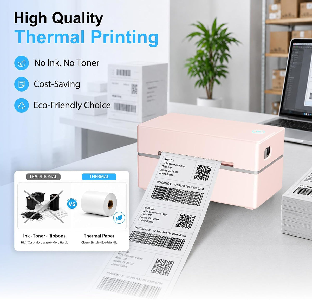 Thermal Shipping Label Printer 4x6 Bluetooth Label Maker for Small Business - Image 2