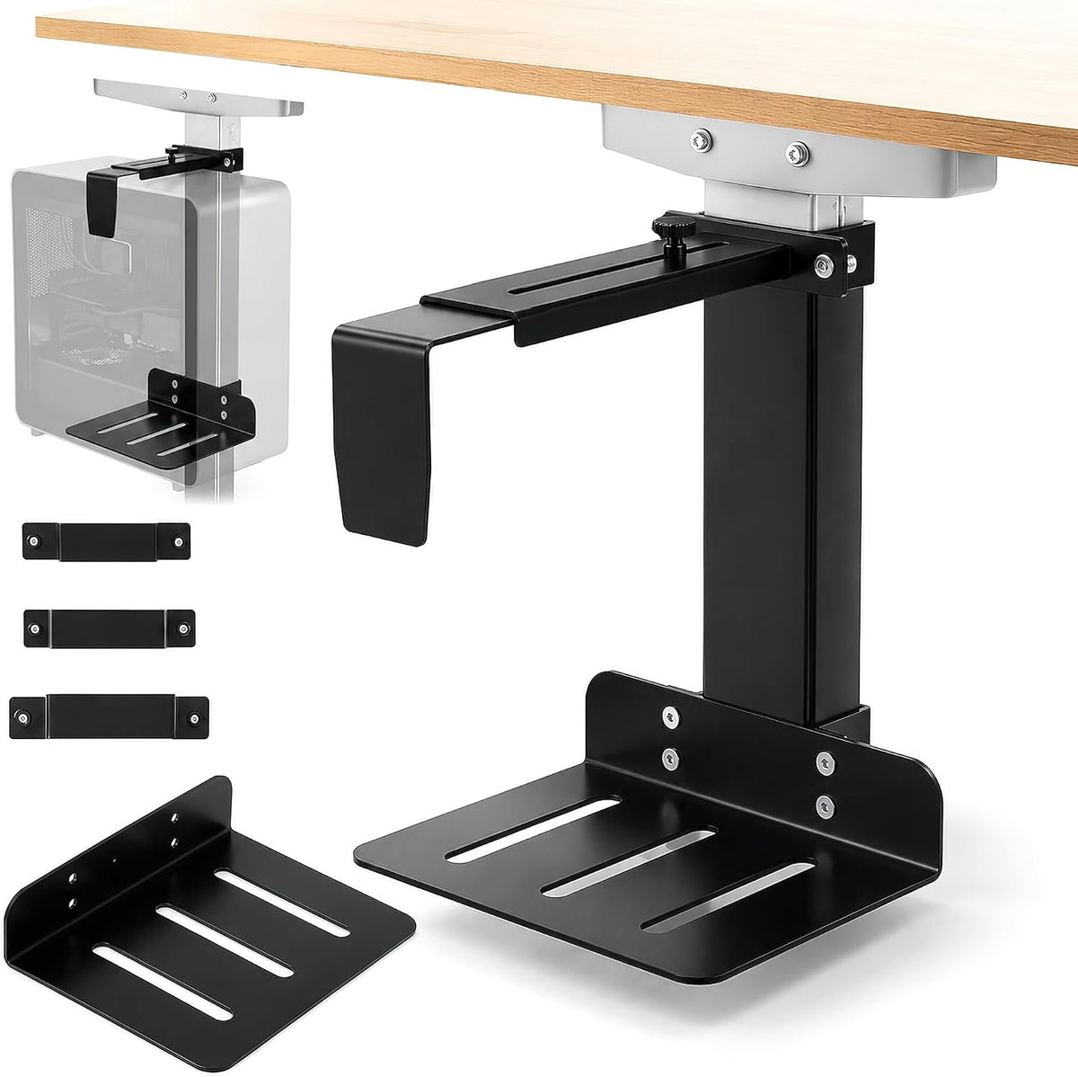 Under Desk PC Mount, PC Mount Stand Under Desk Fits 3 Desk Leg Sizes by THOUSAND SUNNY