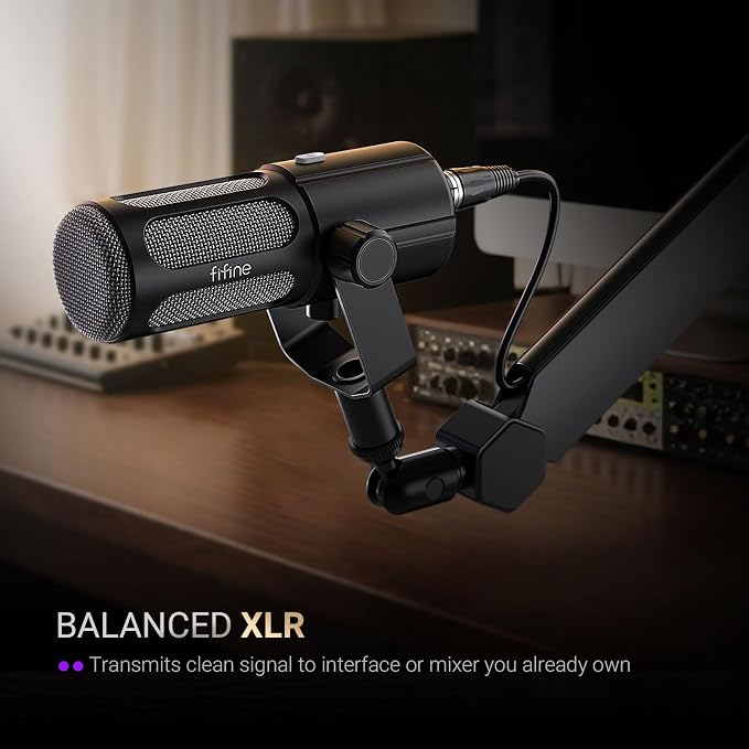 FIFINE AmpliTank TANK6 USB/XLR Dynamic Podcast Microphone for Vocal | Home Studio Streaming Mic, Mute Button, Monitoring Headphone Jack, Gain Knob, Metal Material, for Broadcast Recording - Image 4