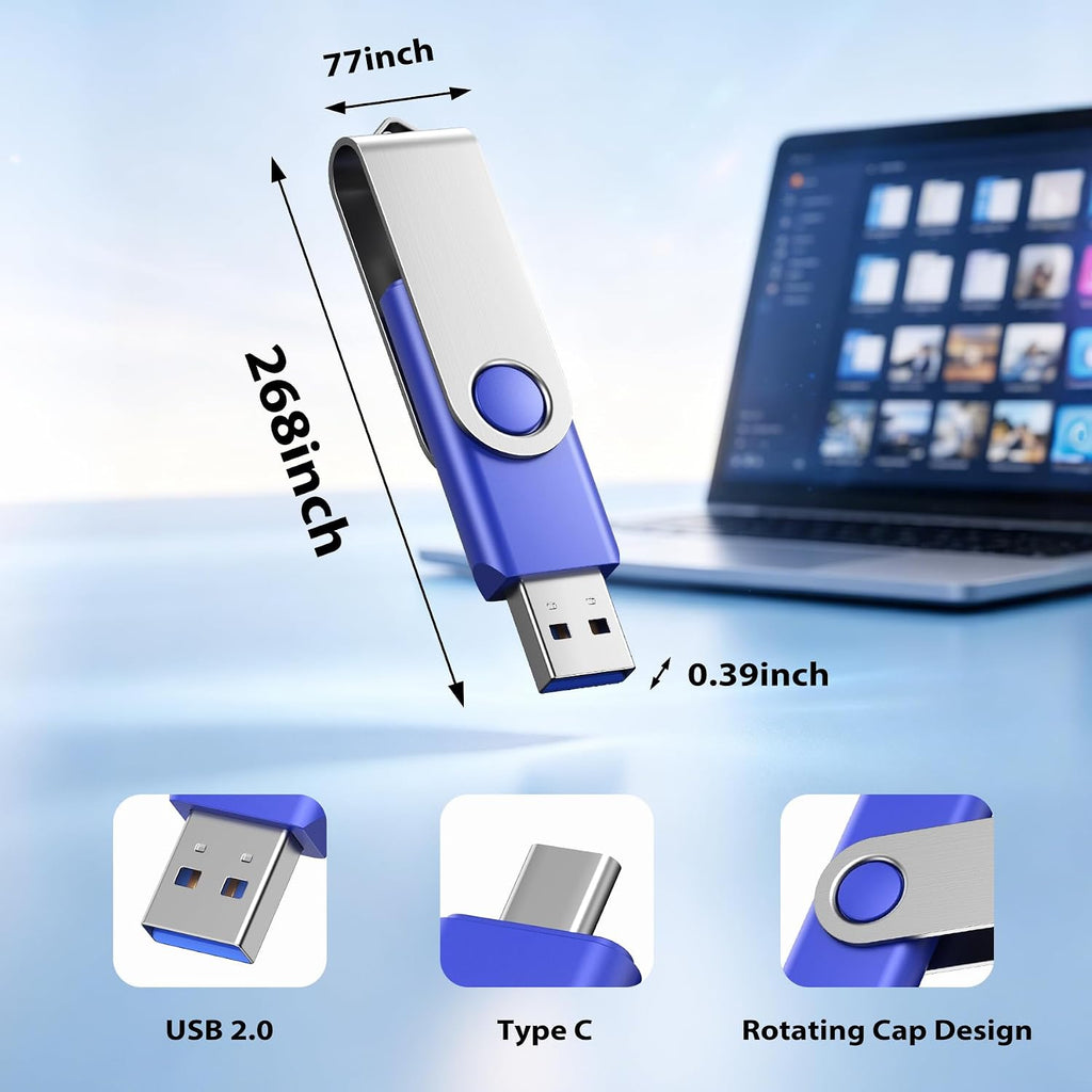16GB Flash Drives Dual Thumb Drives USB 2.0 Memory Stick, 5Pack - Image 3