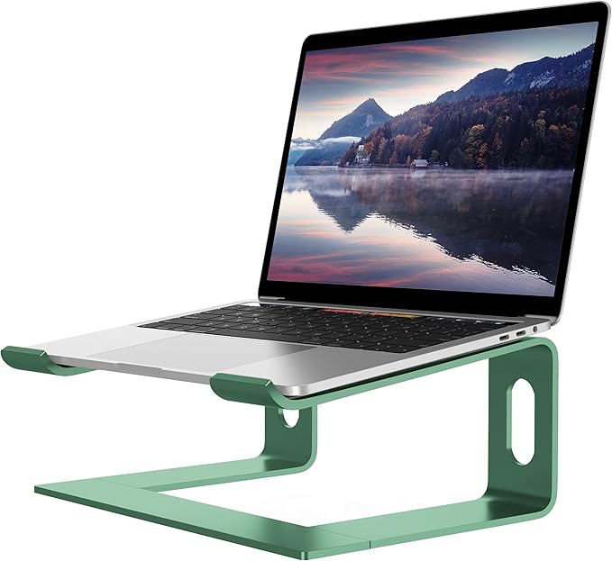ALASHI Laptop Stand for Desk, Aluminum Computer Riser, Ergonomic Notebook Holder, Detachable Metal Laptops Elevator, PC Cooling Mount Support 10 to 15.6 Inches Notebook, Light Green by ALASHImakeyourlifesimplerandeasier%EF%BC%81