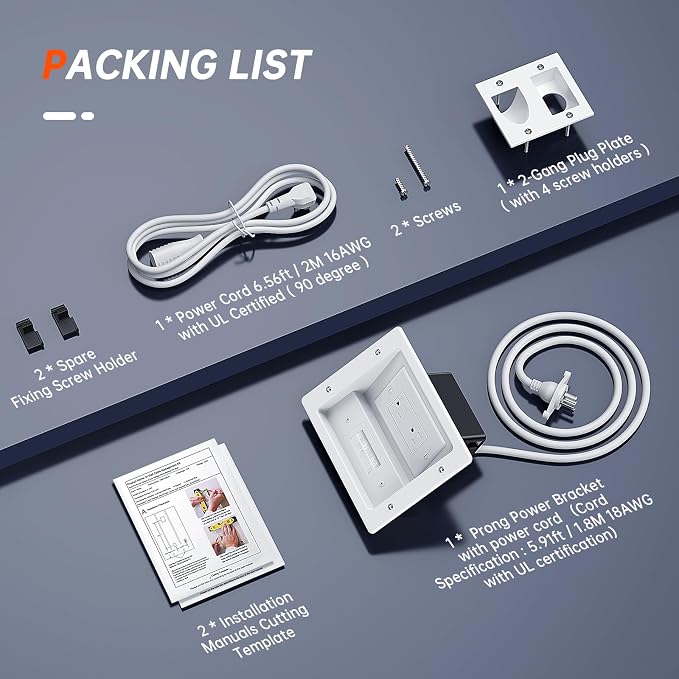 in Wall Cable Management Kit, Cable Concealer Kit for Wall Mounted TV, Recessed Outlet with TV Cord Hider for Power Cables & Low Voltage Cables, Fits All Plugs - Image 5