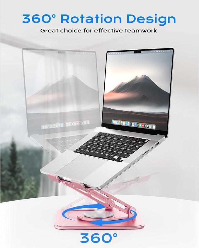 LOXP Adjustable Laptop Stand, Computer Stand with 360 Rotating Base | Ergonomic Laptop Riser Mount for Desk Foldable Protable Computer Desk Fits with MacBook Pro Air - Image 2