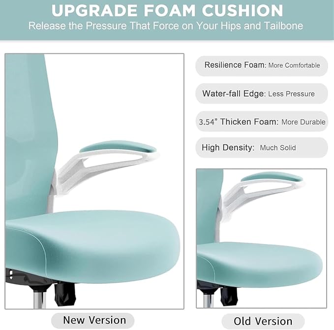 Mimoglad Office Chair, High Back Ergonomic Desk Chair with Adjustable Lumbar Support and Headrest, Swivel Task Chair with flip-up Armrests for Guitar Playing, 5 Years Warranty - Image 6