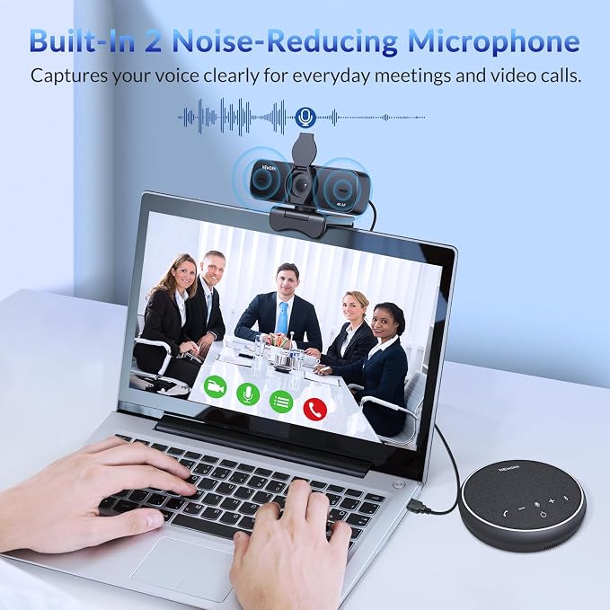 EasyCam 4K Webcam, CDAF Autofocus, Auto Light Correction, 77°FOV | Computer Camera with Dual Mics, Privacy Cover, Plug & Play, for Zoom/Teams/Skype/Google Meet - Image 3