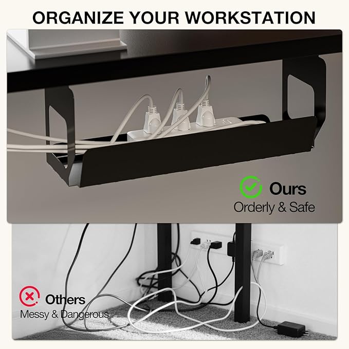 Muvai 59 Inch L Shaped Standing Desk Adjustable Height with Cable Management Tray,Gaming Electric Corner Standing Desk, Sit Stand Computer Table with Reversiable Splice Board, Black - Image 5