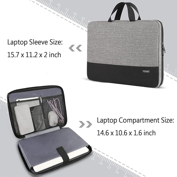 Ytonet 14 Inch Laptop Case, Water Resistant Laptop Sleeve Cover | Compatible with 14 inch MacBook Air, MacBook Pro, HP, Lenovo, Dell, Asus, Acer, and Chromebook Notebooks, Grey - Image 3
