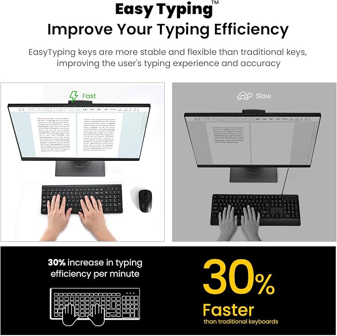cimetech EasyTyping KF10 Wireless Keyboard and Mouse Combo, [Silent Scissor Switch Keys][Labor-Saving Keys]Ultra Slim Wireless Computer Keyboard and Mouse, Easy Setup for PC/Laptop/Mac/Windows - Black - Image 4