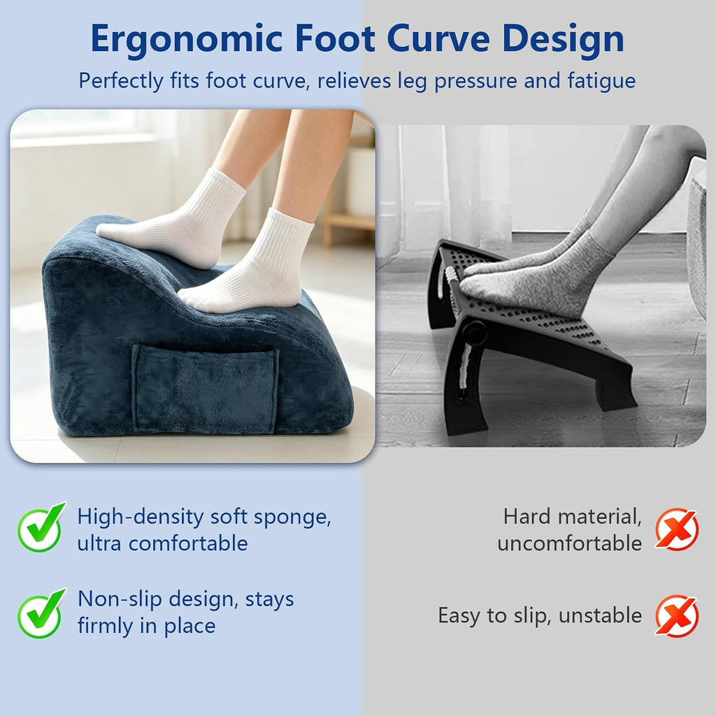 Foot Rest for Under Desk at Work, Ergonomic Under Desk Footrest with Washable Cover, Fit for Office Chair Gaming Chair and Sofa,Leg Elevation Pillow,Supports Posture - Image 5