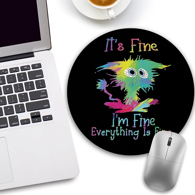 Funny Cute Work Mouse Pad, Small Round Mousepad for Desk, Laptop | Mini Travel Wireless Mice Pad for Computer, Office Accessories, Coworker Gifts, 8.6 x 8.6 inch - Image 2