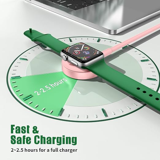 Apple Watch Charger Fast Charging, USB C Magnetic iWatch Fast Charging Cable Cord 6ft and iPhone Type C Wall Charger Block Plug for Apple Watch Series Ultra 2/Series 11/10/9/8/7/SE/6/5/4/3/2-Pink - Image 4