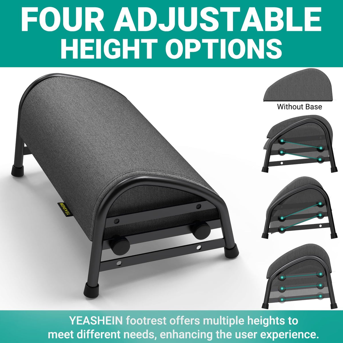 YEASHEIN Adjustable Foot Rest for Under Desk at Work, Ergonomic Foot Stools - Image 3
