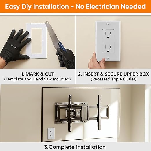 in Wall Cable Management Kit with Recessed Outlet for Wall-Mounted TVs - Image 5