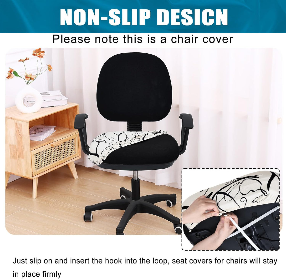 Smiry Stretch Printed Office Computer Desk Chair Seat Covers - Image 3