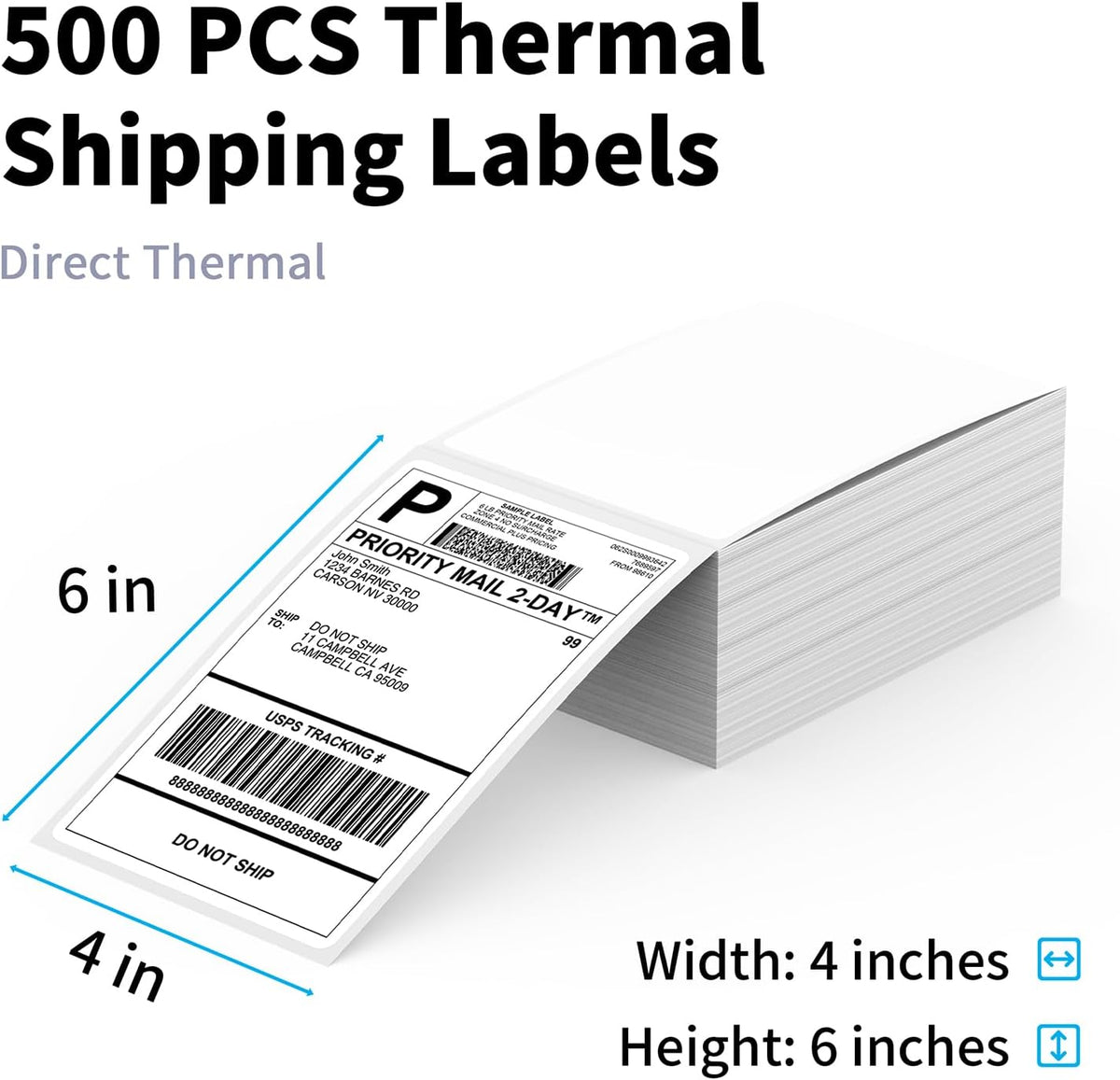 4x6 Thermal Shipping Labels - 500 Pack Fanfold, Direct Thermal Labels - Image 2
