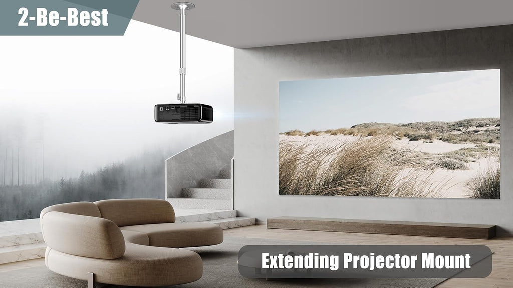 2-Be-Best Projector Ceiling Mount 23-42in / 58-105cm Long Projector Mount High Profile Extendable Ceiling Projectors Mounts Adjustable 360° Rotation Drop Ceiling Projectors Mounts Upgraded Silver - Image 7