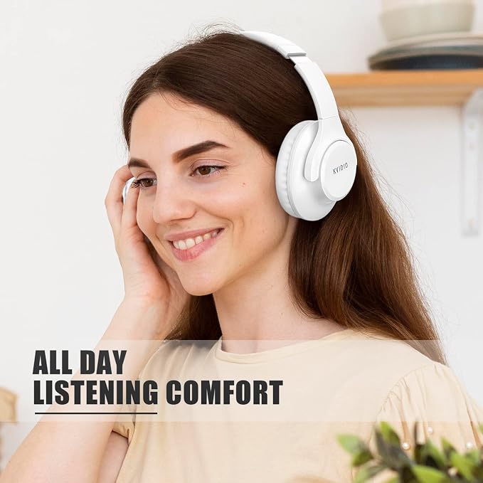 KVIDIO Bluetooth Headphones Wireless Over Ear Headsets 65H Playtime | Deep Bass, HiFi Stereo, Bluetooth 6.0, Microphone, Comfortable Fit, Foldable, Lightweight, Low Latency for Travel Home Office - Image 4