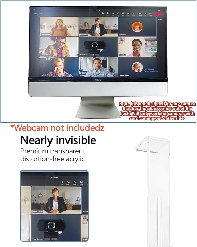 Webcam Mount for Monitor,1/4" Screw Universal Clip-On Holder | for Logitech Brio,OBSBOT,Nexigo Webcams,New upgrade, width 3CM ,supports monitors 13-35 inches (0.2-0.98 inches thick) - Image 3