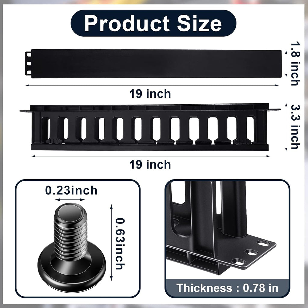 Leinuosen 2 Pcs 1U Horizontal Cable Management Rack Mount Sleeve - Image 3