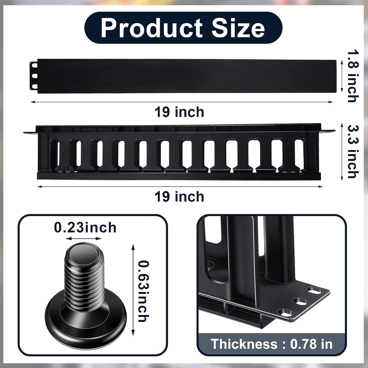 Leinuosen 2 Pcs 1U Horizontal Cable Management Rack Mount Sleeve - Image 3