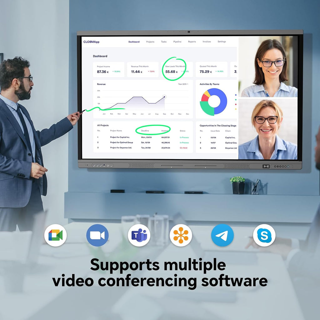 65” Smart Board, 4K Interactive Whiteboard, All-in-One Smartboard - Image 3