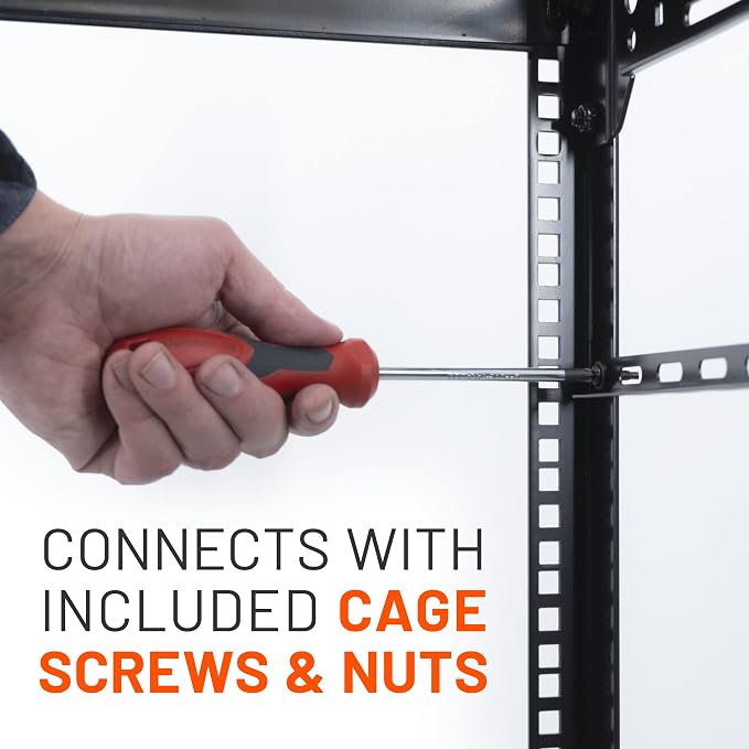 ECHOGEAR Rack Cable Management Tie Bar Kit - Includes 4X 1U Tie Bars, 24 Zip Ties, 8 Cage Nuts, & 8 Screws - Works with 19" Open Frame Racks & Enclosures - Image 3
