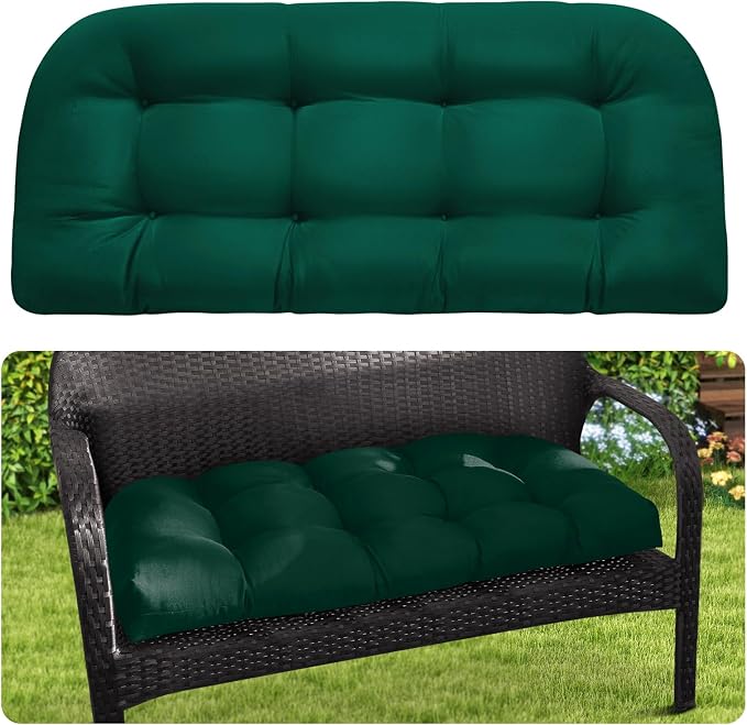 MAGIC ELEPHANT Outdoor Bench Cushion, Memory Foam Loveseat Cushion for Patio Furniture Wicker Chair, Settee Porch Swing Seat Cushion, 44 x 19 Inches (Green) by Magicelephant