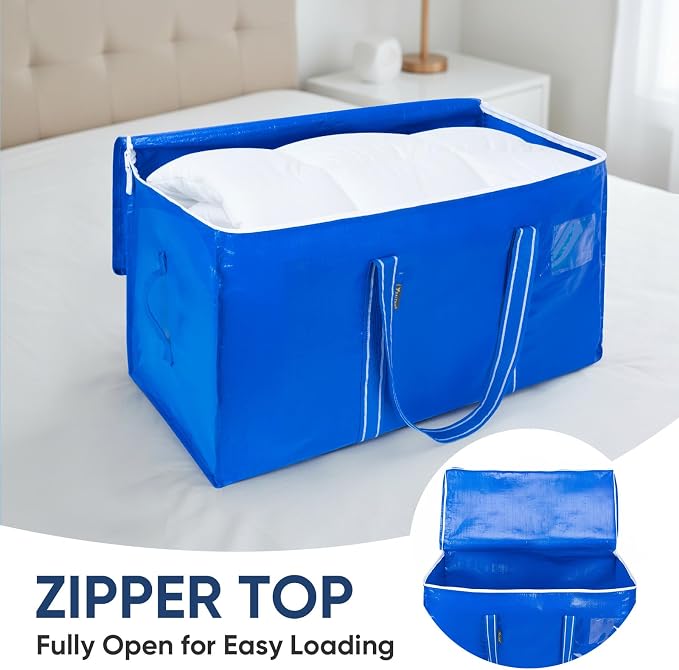 BALEINE 4-Pack Oversized Moving Bags with Reinforced Handles, Heavy-Duty Storage Tote for Clothes, Moving Supplies (Royal Blue, 4-Pack) - Image 6
