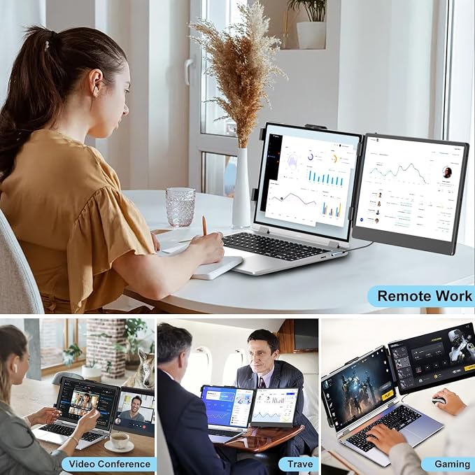 KEFEYA Laptop Screen Extender, 14" FHD 1080P IPS Laptop Monitor Extender Dual Screen, Portable Monitor for Laptops 13-17" with USB-C/HDMI Port, Plug n Play for Windows/Mac/Android/Switch/PS5 - Image 8