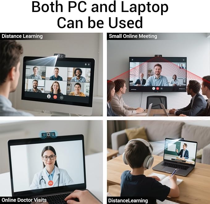 2K Webcam with Microphone, 1440P QHD Web Cam for Desktop Computer, Plug and Play USB Computer Camera for Laptop/PC, Streaming Web Camera with Auto Light Correction for Zoom/Teams/Skype, Mac/Windows - Image 4