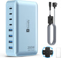 8-Port Multi Charging Stations 200W with Flat Plug, Braided Power Cord, and On/Off Switch- USB Charging Hub for iPhone, iPad, MacBook and More- 65W C Port Power Adapter for Laptops by lightningofertas