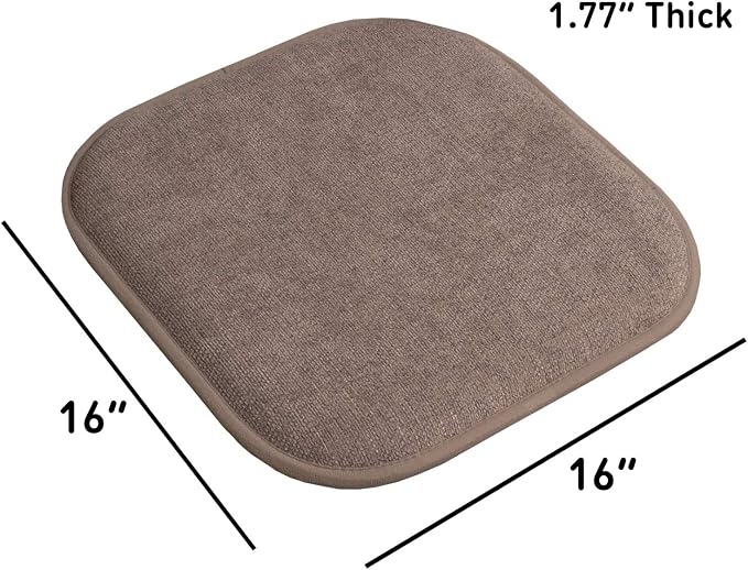 Sweet Home Collection Chair Cushion Memory Foam Pads Honeycomb Pattern Slip Non Skid Rubber Back Rounded Square 16" x 16" Seat Cover, 2 Pack, Alexis Chocolate - Image 4