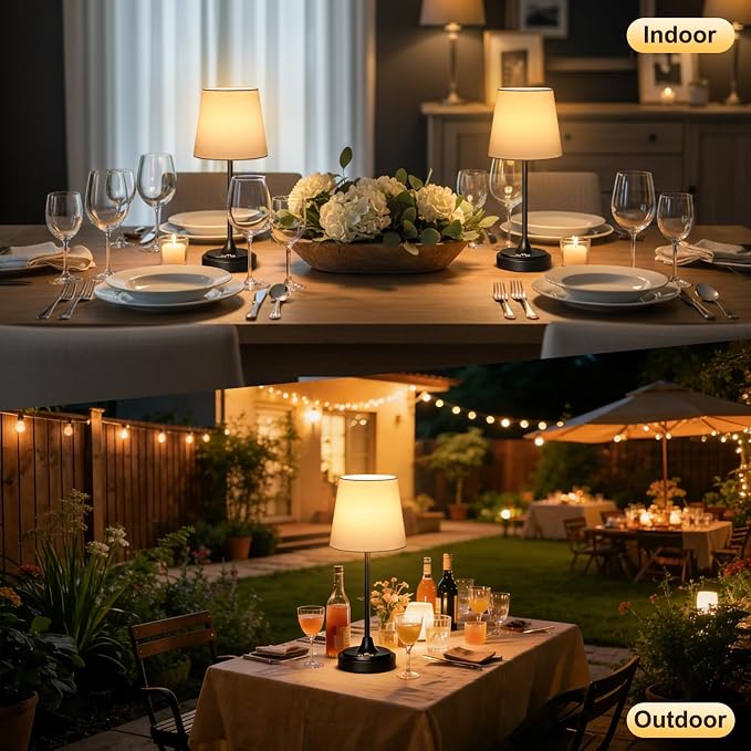 Wowag Cordless Table Lamp Rechargeable,5000mAh Battery Operated Desk Lamp,3 Colors & 7 RGB Stepless Dimmable,Touch Control Ambient Light for Bedside,Bedroom,Dining Room,Living Room,Black,WhiteShade - Image 6