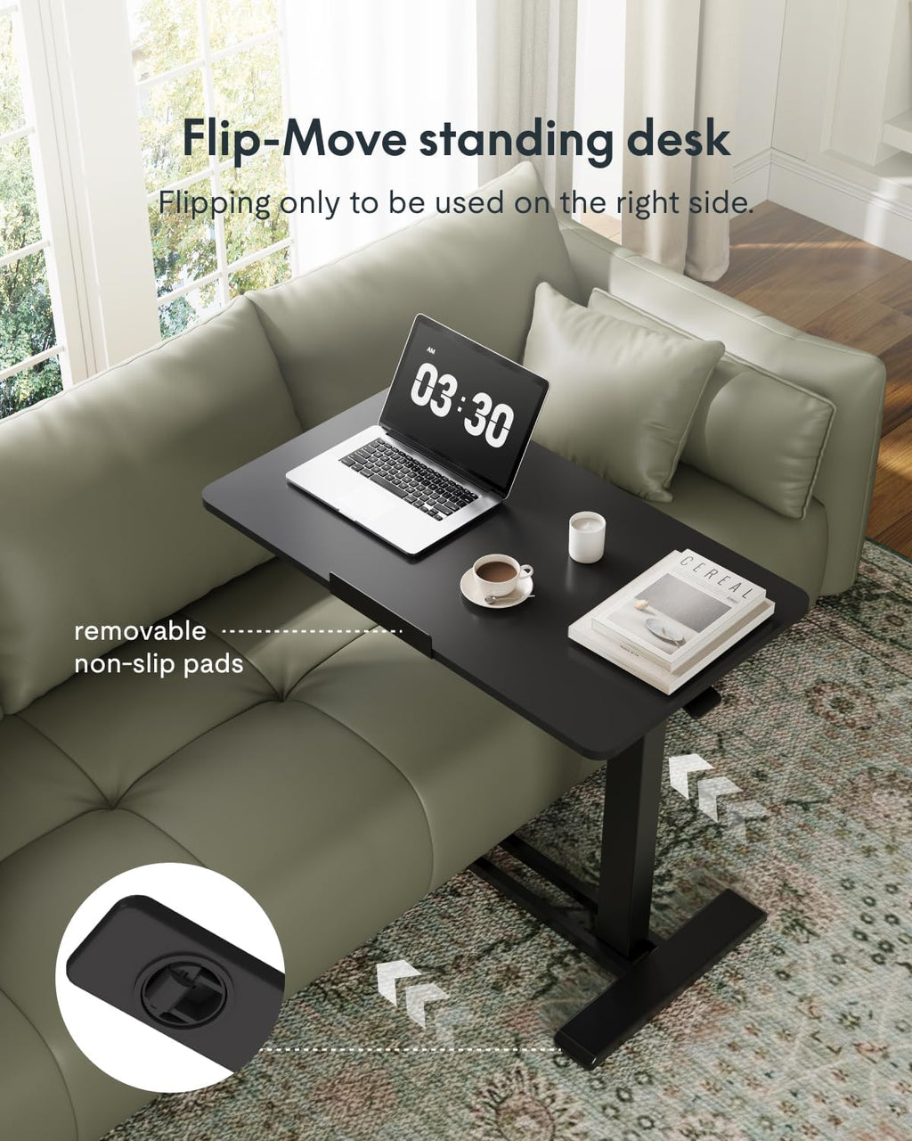 FLEXISPOT H7 PRO 55° Tiltable Mobile Overbed Table with Pneumatic Lift,28'' - Image 6