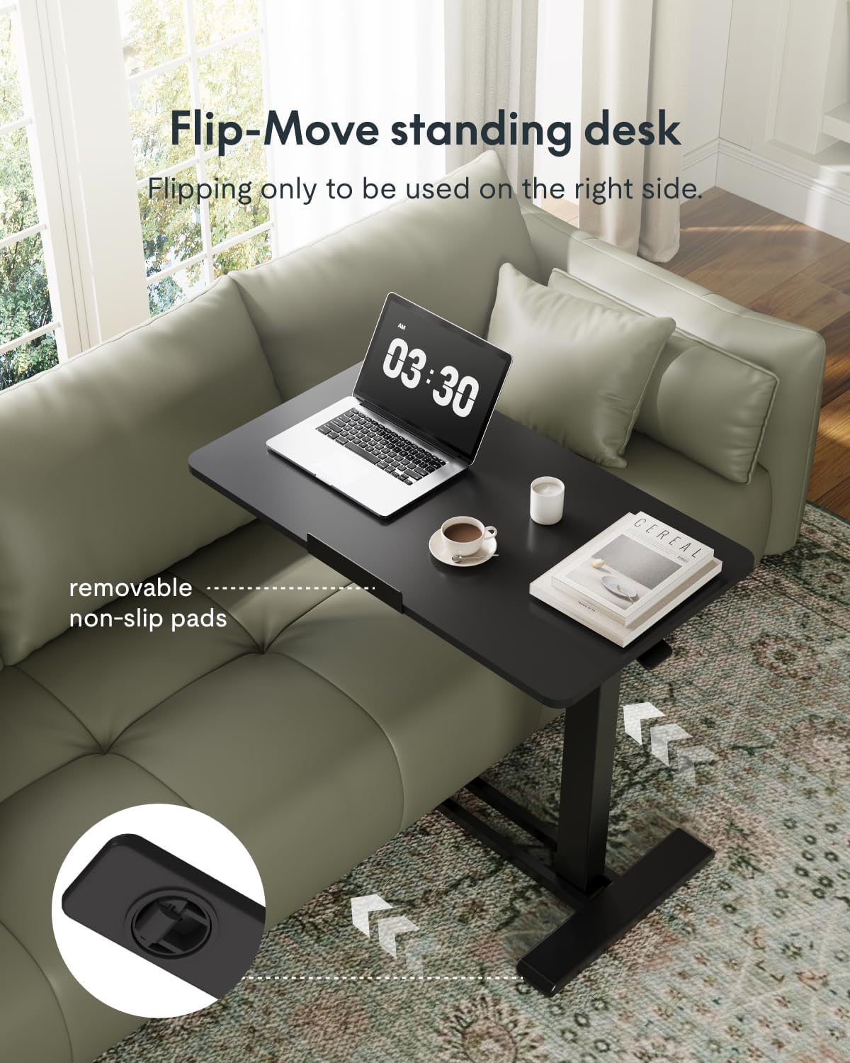 FLEXISPOT H7 PRO 55° Tiltable Mobile Overbed Table with Pneumatic Lift,28'' - Image 6