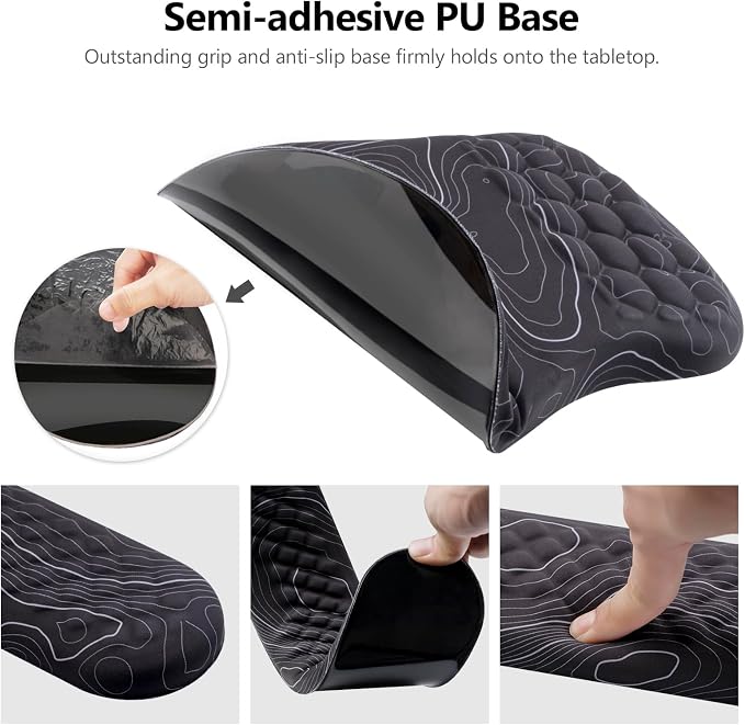 Mouse Pad Wrist Support, Laokiiy 2 in1 Keyboard Wrist Rest+ Ergonomic Mouse Pad, Non-Slip Wrist Rest for Computer Keyboard, Made Easy Typing & Relieve Wrist Pain(Black White) - Image 4