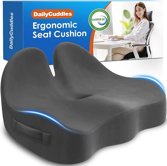 Seat Cushion, Chair Cushions, Memory Foam Office Chair Cushion | Hip & Sciatica & Tailbone Pain Relief, Long Sitting Comfort for Office Chairs/Desk Seats/Wheelchair (X-Large, Grey) by Unknown
