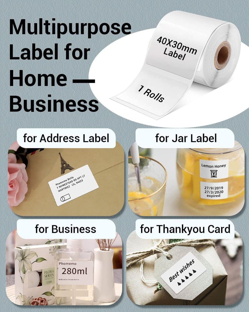 Phomemo Thermal Labels, 1.57"x 1.18", for M110/M100/M220/M108/M250, 230 PCS - Image 5