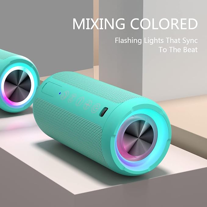 Ortizan X10 Portable Bluetooth Speaker, IPX7 Waterproof, Wireless, Teal | 24W Loud Stereo Sound, Deep Bass, Bluetooth 5.3, RGB Lights, Dual Pairing, 30H Playtime for Home/Outdoor/Party, Birthday Gift - Image 2