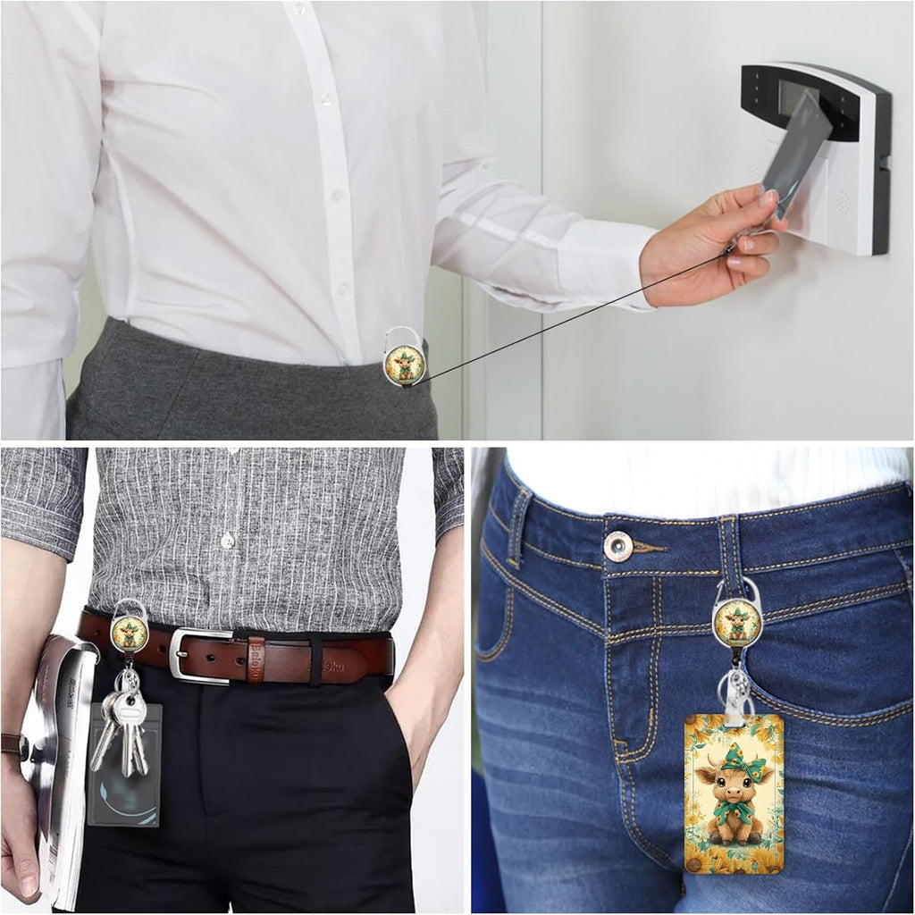 Highland Cow Lanyards for ID Badges, Badge Holder Retractable Clip - Image 3