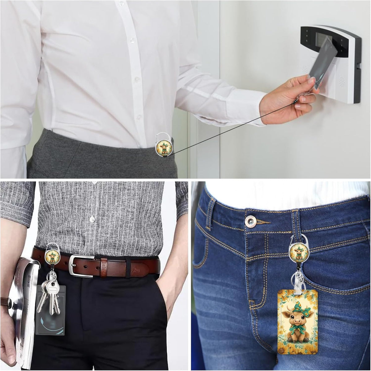 Highland Cow Lanyards for ID Badges, Badge Holder Retractable Clip - Image 3