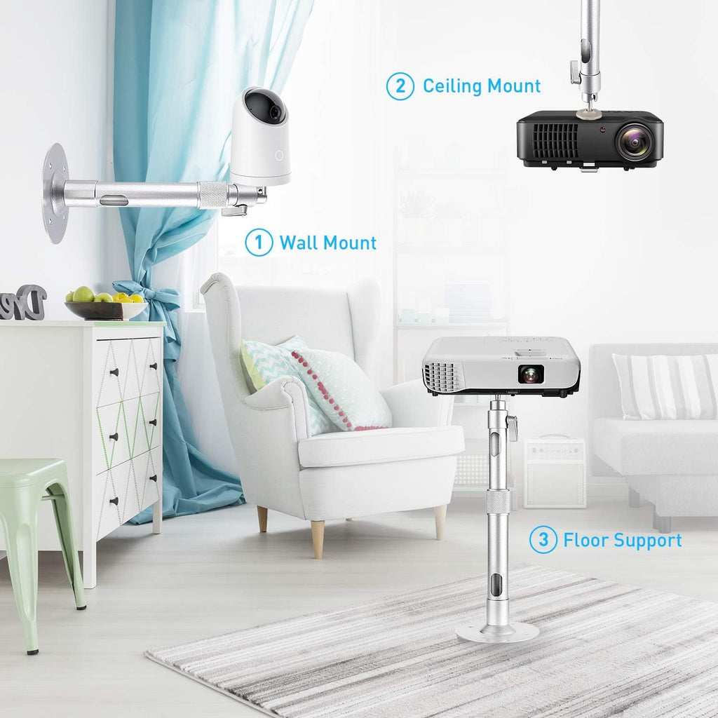 NIERBO Universal Projector Wall Ceiling Mount Hanger 360° Rotatable Head with Extendable Length 11.8 Inch to 19.7 Inch Mounting Bracket - Image 2