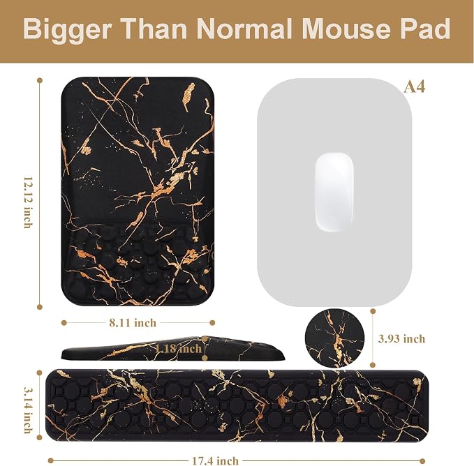 Ospelelf Black Keyboard Wrist Rest Ergonomic Mouse Pad with Wrist Rest, Wrist Rest for Computer Keyboard, - Image 6