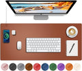 Desk Mat with Wireless Charging, Brown Mouse Pad with Wireless Charger, Desk Pad Matt for Desktop, Mousepad Gaming Large Mouse Pad, Leather Compute for Keyboard and Mouse, 32" x 16" by HopeLum
