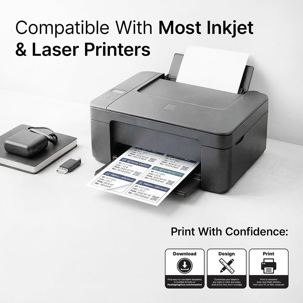 2 1/3" X 3 3/8" Matte White Printable Labels (30 Sheets, 240 Stickers) - Image 4