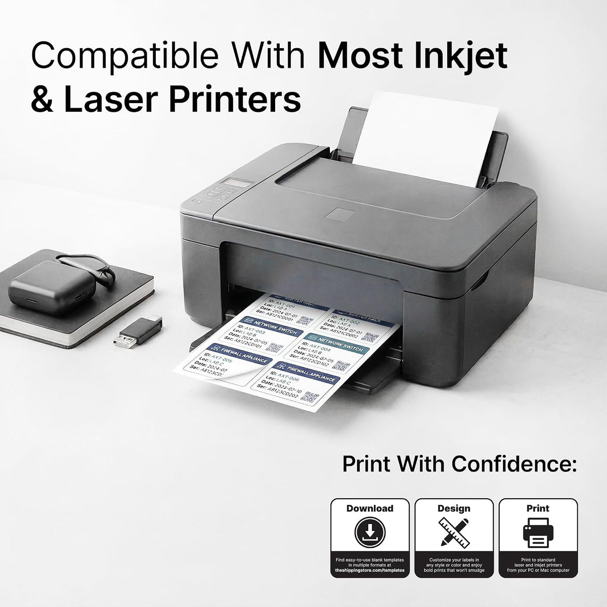 2 1/3" X 3 3/8" Matte White Printable Labels (30 Sheets, 240 Stickers) - Image 4