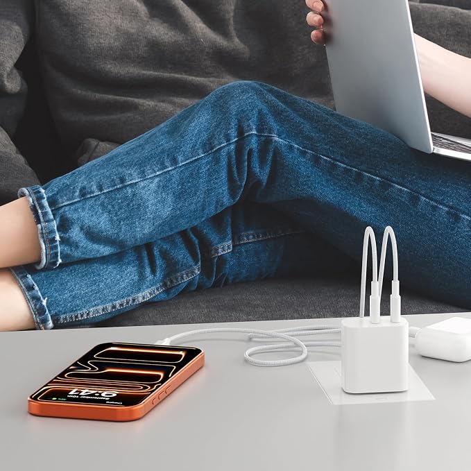 Long iPhone Charger, iPhone 15 16 17 Pro Max Charger with 10FT Nylon Braided USB C to C Charging Cable Cord & 20W Dual Port USB C Fast Charger Block for iPhone 17 16 15 Pro Max/17 16 15/15 Plus - Image 5